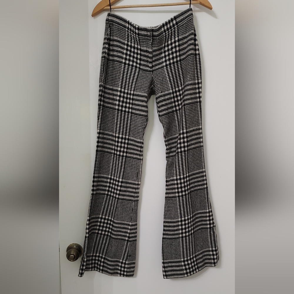Vintage 1990's Versace Women's Houndstooth Wide Leg Pants